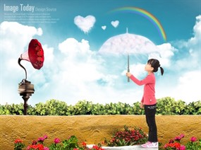 创意彩虹人物海报图片